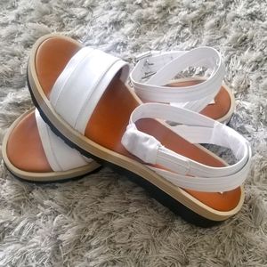 White leather sandals